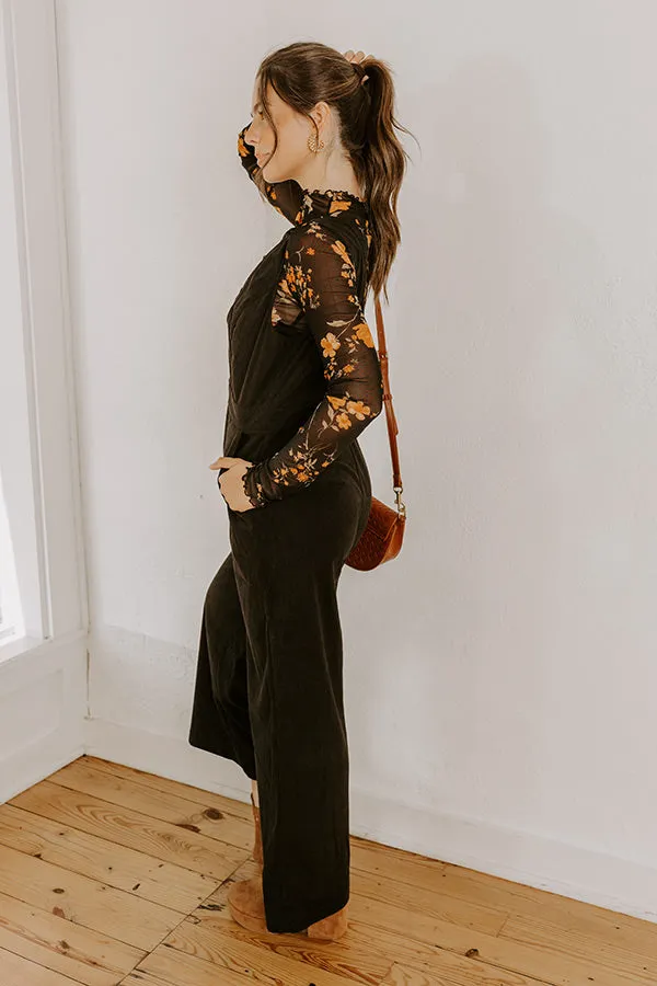 Falling For You Corduroy Jumpsuit in Black sold by Impressions product image thumbnail 3
