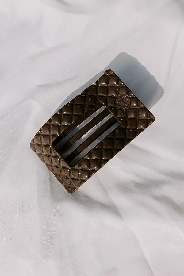 Quilted Medium Rectangle Hair Claw Clip in Dark Taupe sold by Impressions