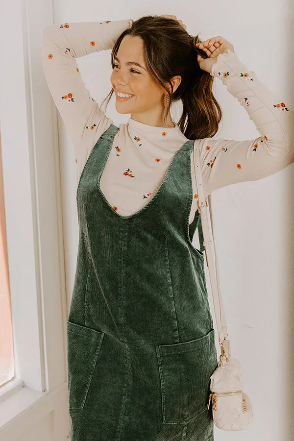 Uptown Manhattan Corduroy Mini Dress in Hunter Green sold by Impressions product image thumbnail 2