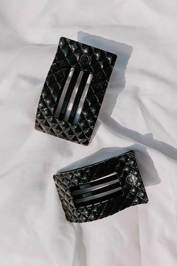 Quilted Large Rectangle Hair Claw Clip in Black sold by Impressions product image thumbnail 2