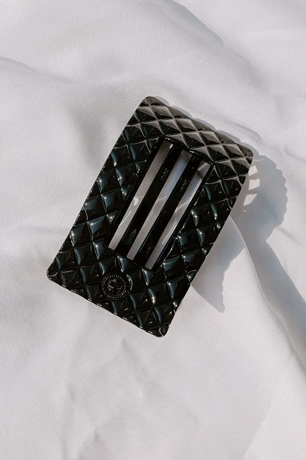 Quilted Large Rectangle Hair Claw Clip in Black sold by Impressions