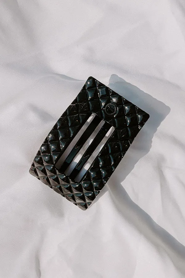 Quilted Medium Rectangle Hair Claw Clip in Black sold by Impressions