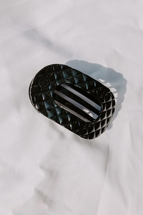 Quilted Medium Round Hair Claw Clip in Black sold by Impressions