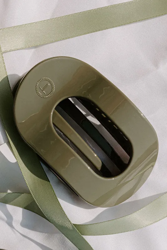 Flat Medium Round Hair Claw Clip in Sage sold by Impressions