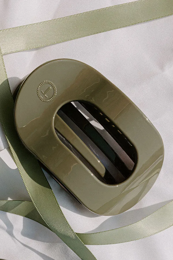 Flat Medium Round Hair Claw Clip in Sage sold by Impressions