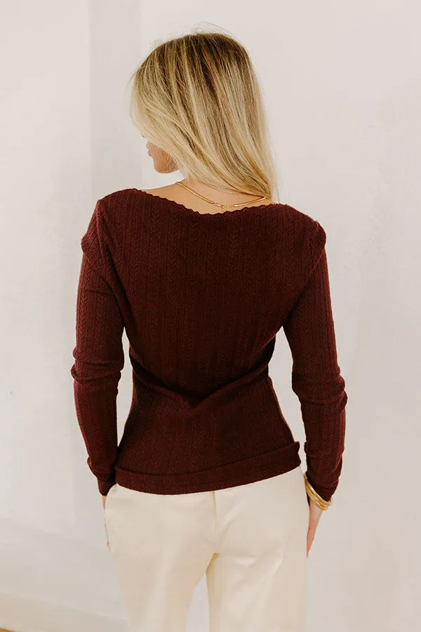 Graceful Smile Pointelle Knit Top in Windsor Wine sold by Impressions product image thumbnail 4
