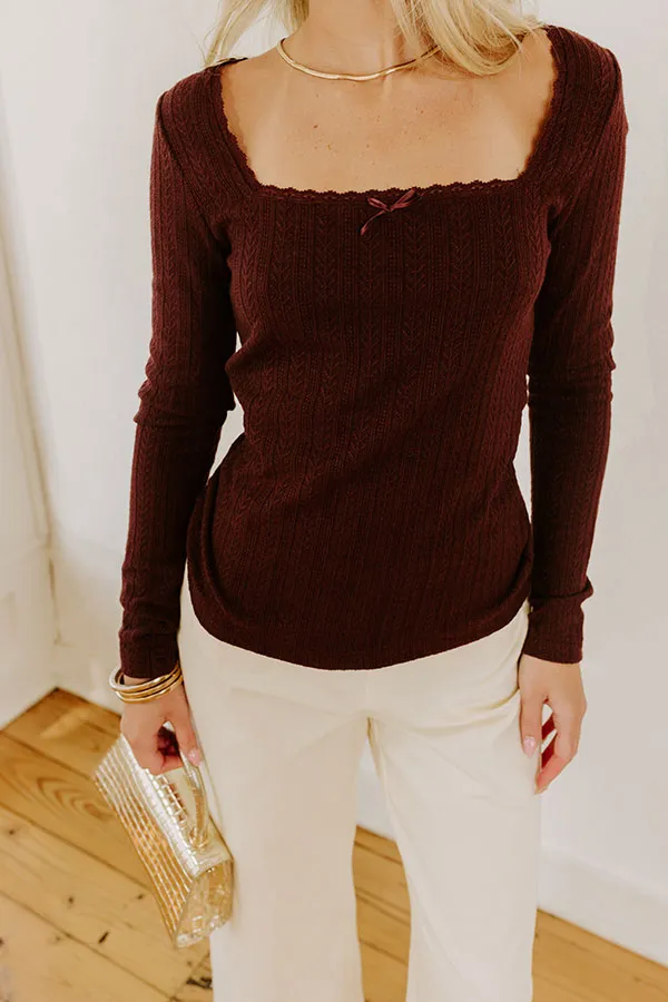 Graceful Smile Pointelle Knit Top in Windsor Wine sold by Impressions product image thumbnail 2
