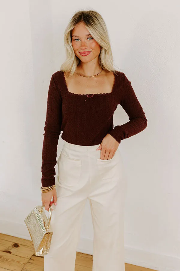Graceful Smile Pointelle Knit Top in Windsor Wine sold by Impressions product image thumbnail 3