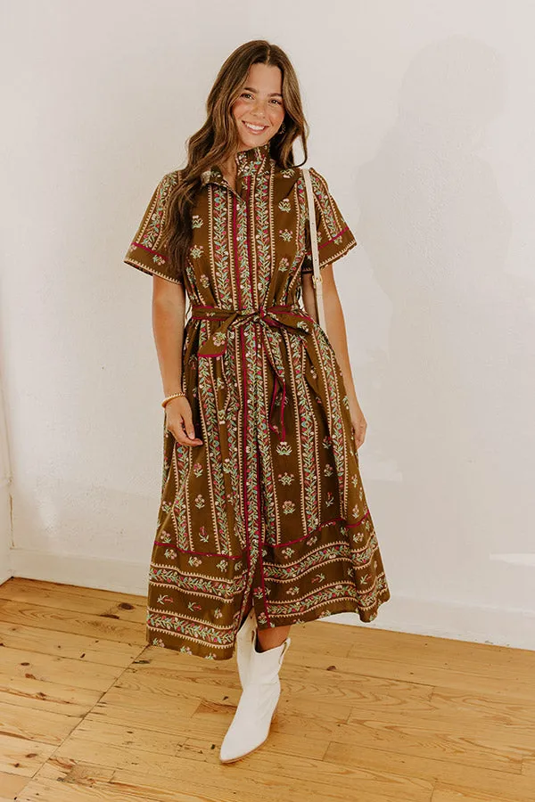 Rosewood Fields Floral Midi Dress in Mocha sold by Impressions product image thumbnail 4