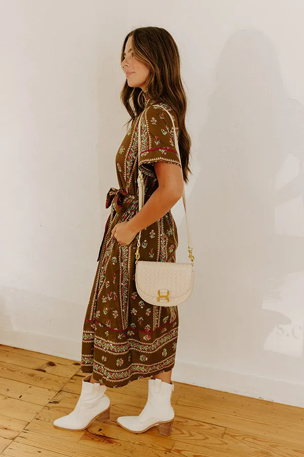 Rosewood Fields Floral Midi Dress in Mocha sold by Impressions product image thumbnail 5