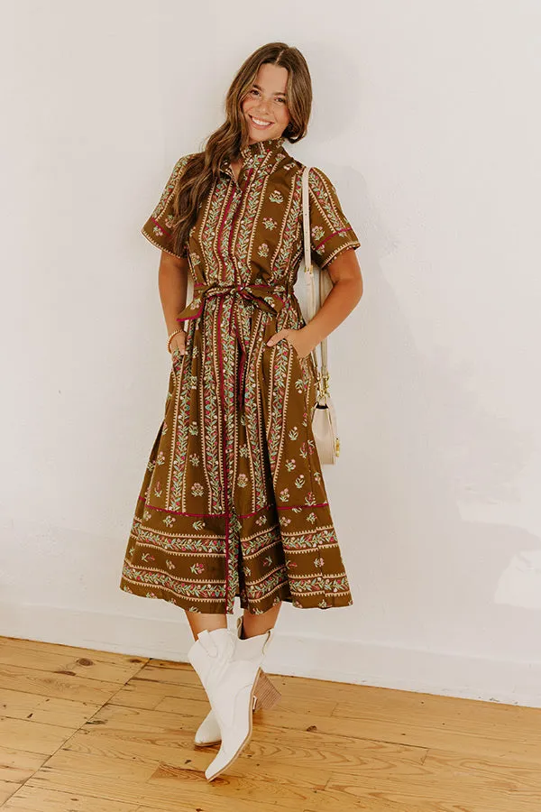 Rosewood Fields Floral Midi Dress in Mocha sold by Impressions product image thumbnail 2