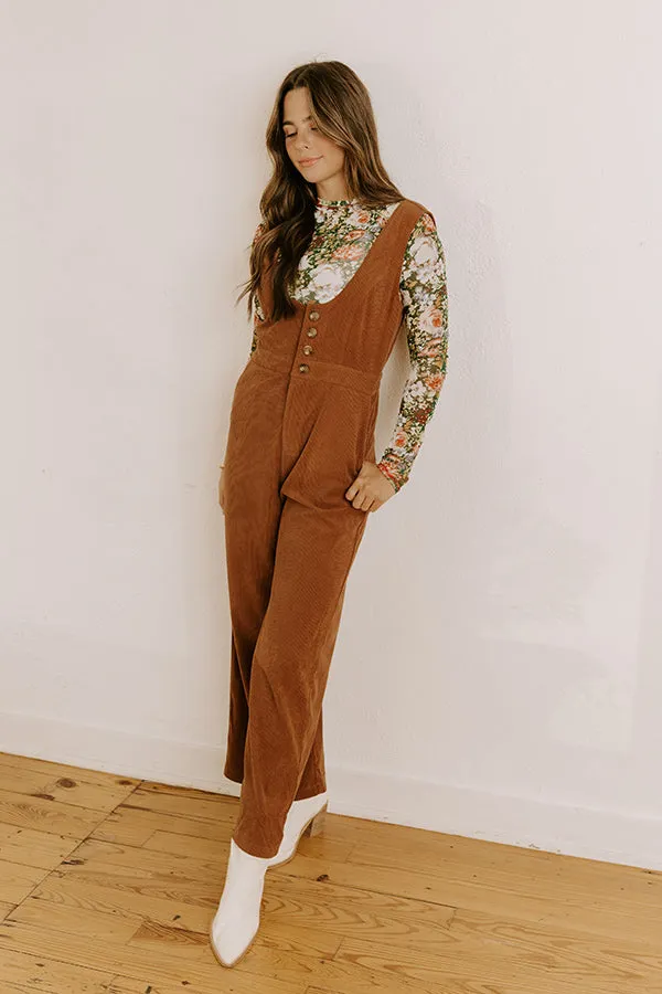 Falling For You Corduroy Jumpsuit in Mocha sold by Impressions product image thumbnail 3