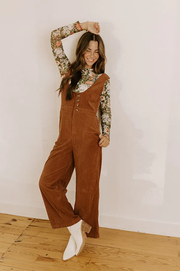 Falling For You Corduroy Jumpsuit in Mocha sold by Impressions product image thumbnail 2