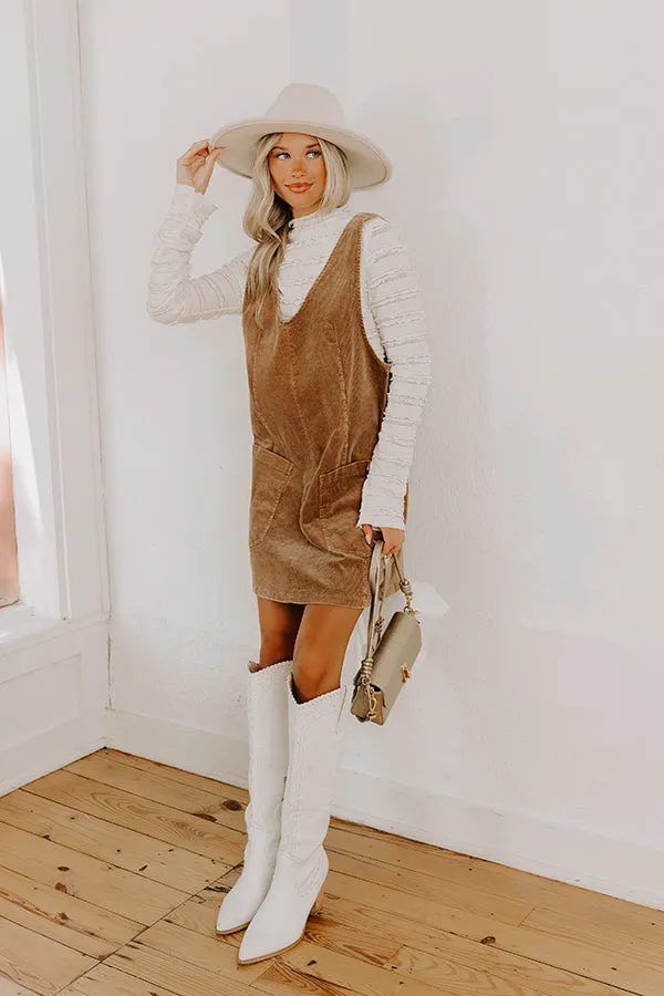 Uptown Manhattan Corduroy Mini Dress in Mocha sold by Impressions product image thumbnail 4