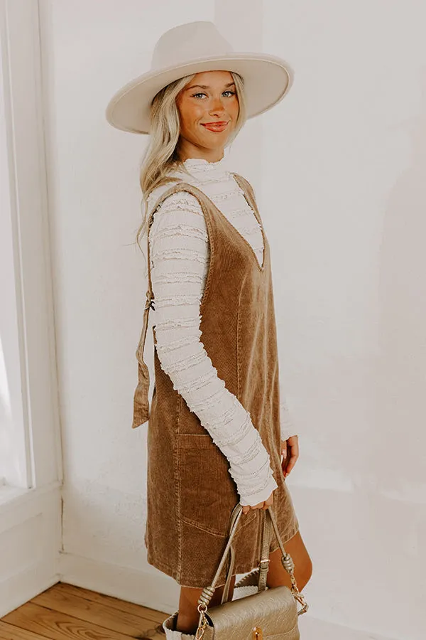 Uptown Manhattan Corduroy Mini Dress in Mocha sold by Impressions product image thumbnail 5