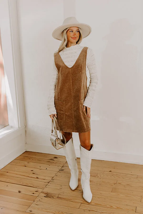 Uptown Manhattan Corduroy Mini Dress in Mocha sold by Impressions product image thumbnail 2