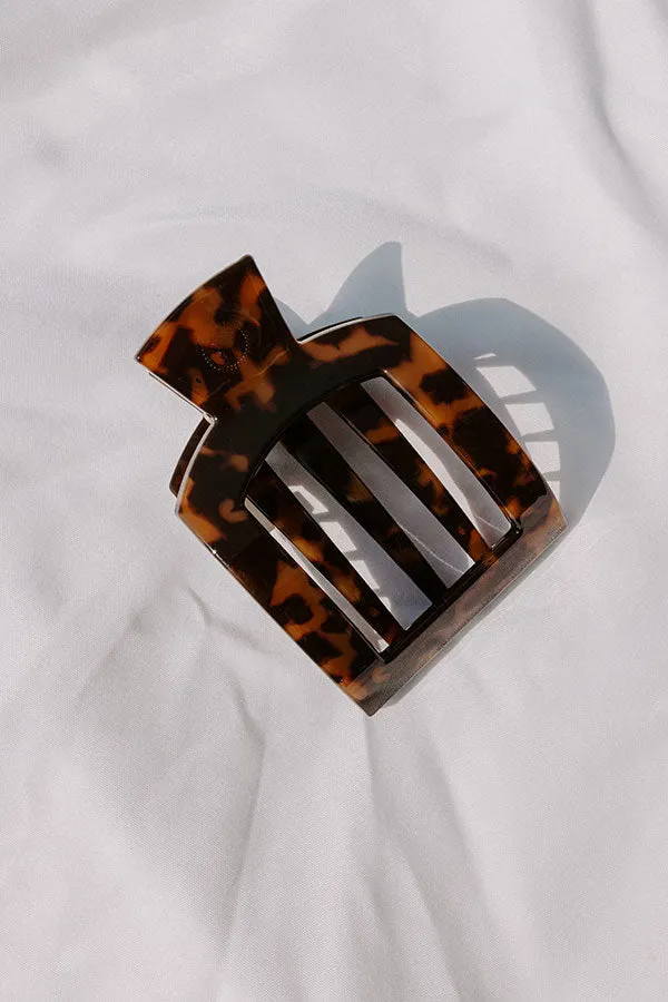 Flat Large Square Hair Claw Clip in Brown Tortoiseshell sold by Impressions