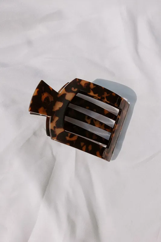 Flat Medium Square Hair Claw Clip in Brown Tortoiseshell sold by Impressions