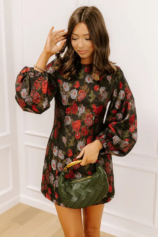 Moonlit Rose Garden Jacquard Mini Dress sold by Impressions