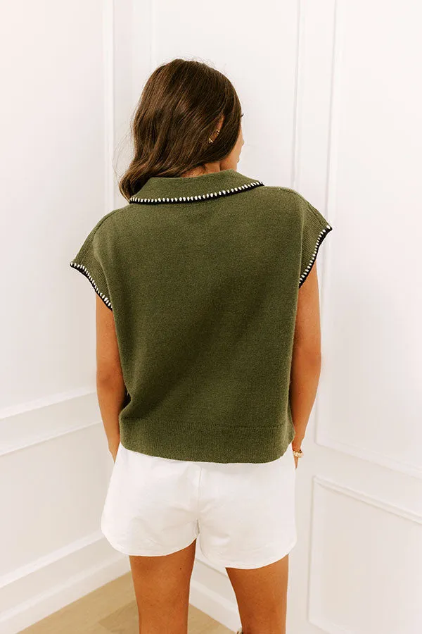 Bistro Cutie Knit Top in Olive sold by Impressions product image thumbnail 5