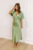Martini Muse Satin Midi Dress in Pear sold by Impressions