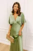 Martini Muse Satin Midi Dress in Pear sold by Impressions