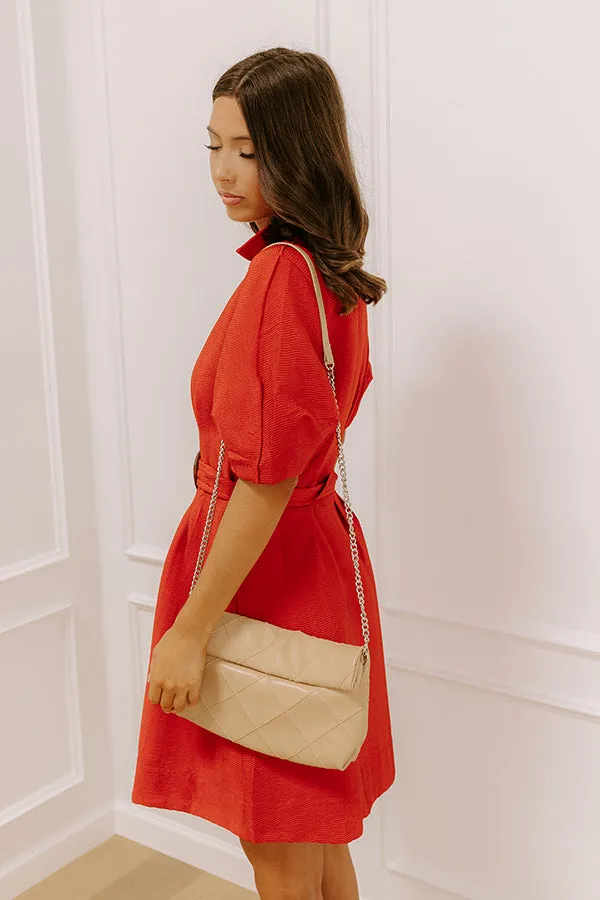 Happy Hour Chic Button Down Mini Dress in Dark Rust sold by Impressions product image thumbnail 4