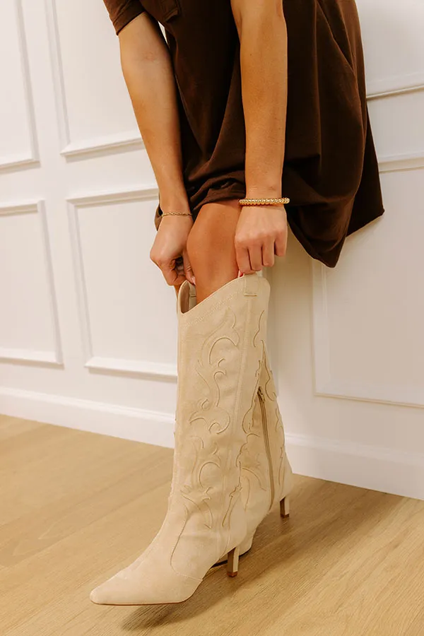 Abrams Faux Suede Knee High Cowboy Boot sold by Impressions product image thumbnail 3