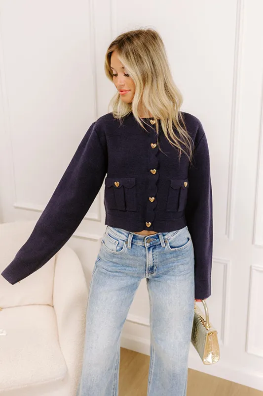 Easy To Style Knit Cardigan in Navy sold by Impressions