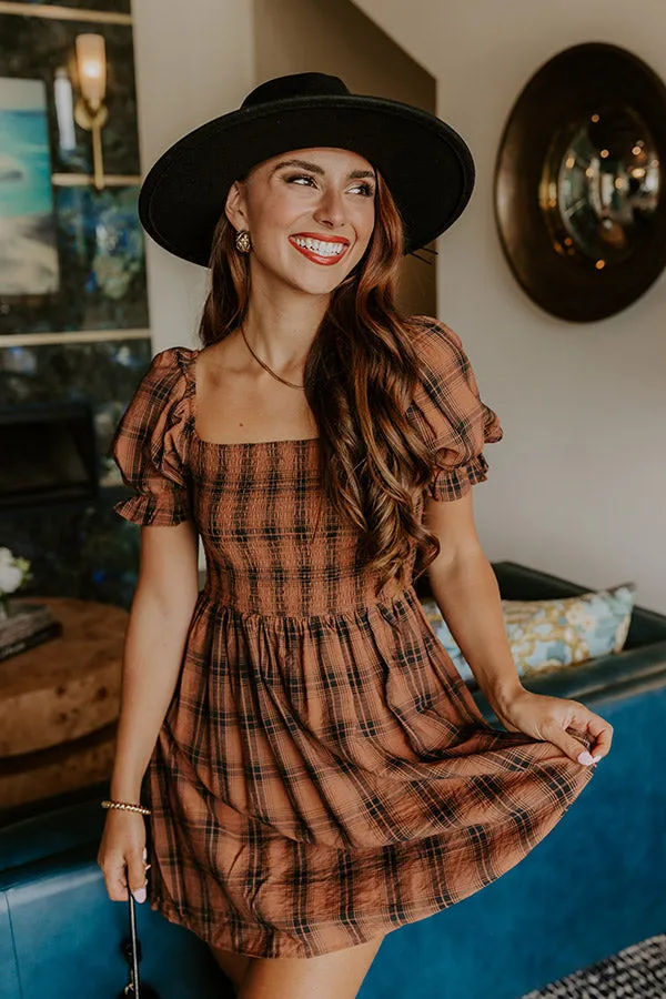 Cider Season Smocked Mini Dress in Cinnamon sold by Impressions product image thumbnail 3