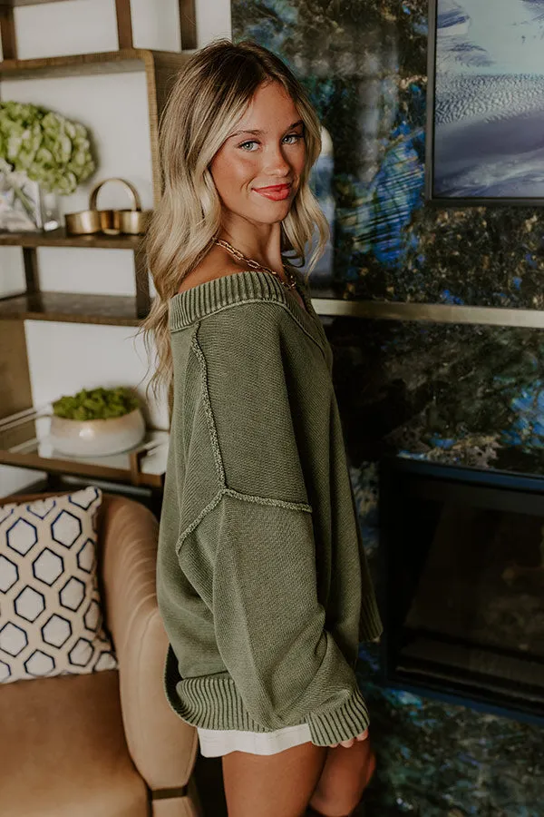 Cozy Mindset Vintage Wash Knit Sweater in Sage sold by Impressions product image thumbnail 4