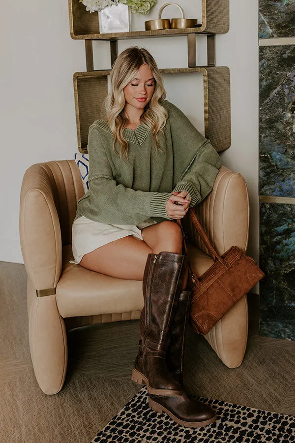 Cozy Mindset Vintage Wash Knit Sweater in Sage sold by Impressions product image thumbnail 2