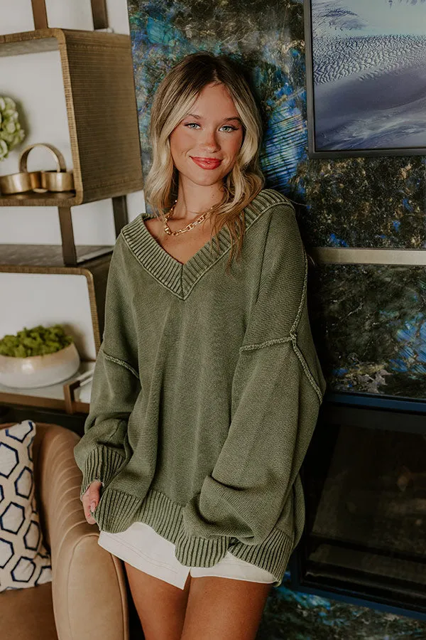 Cozy Mindset Vintage Wash Knit Sweater in Sage sold by Impressions product image thumbnail 3