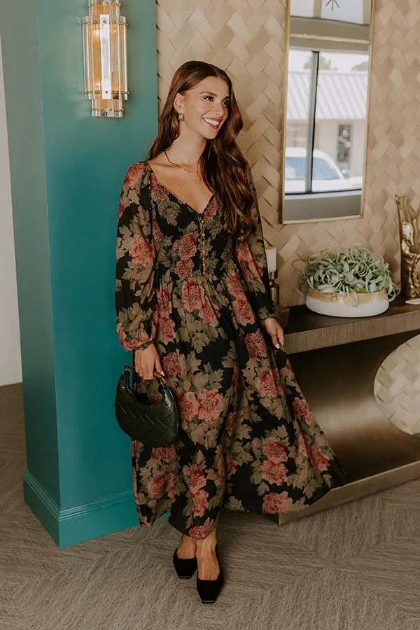 Secret Garden Floral Smocked Midi Dress sold by Impressions