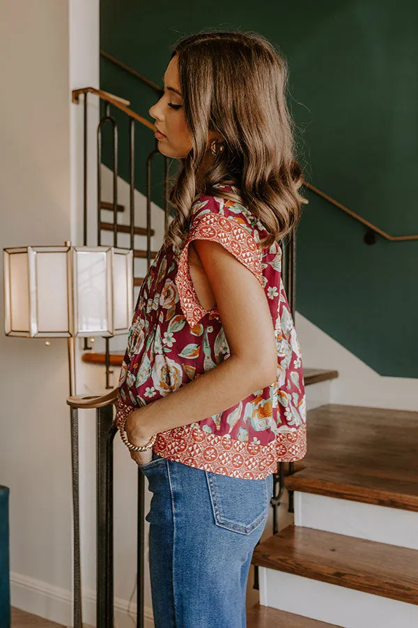 Merlot Whisper Floral Top in Wine sold by Impressions product image thumbnail 5