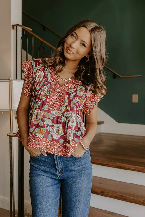 Merlot Whisper Floral Top in Wine sold by Impressions product image thumbnail 2