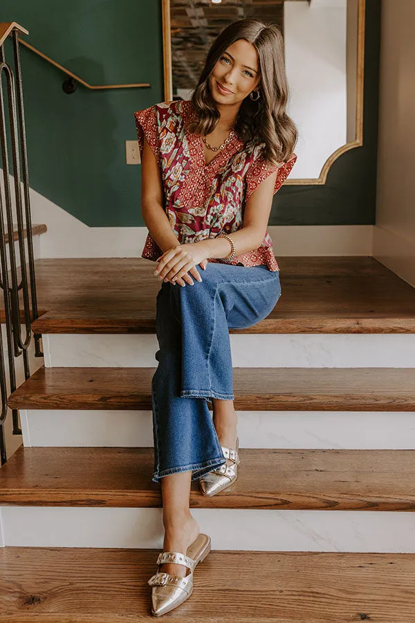 Merlot Whisper Floral Top in Wine sold by Impressions product image thumbnail 3