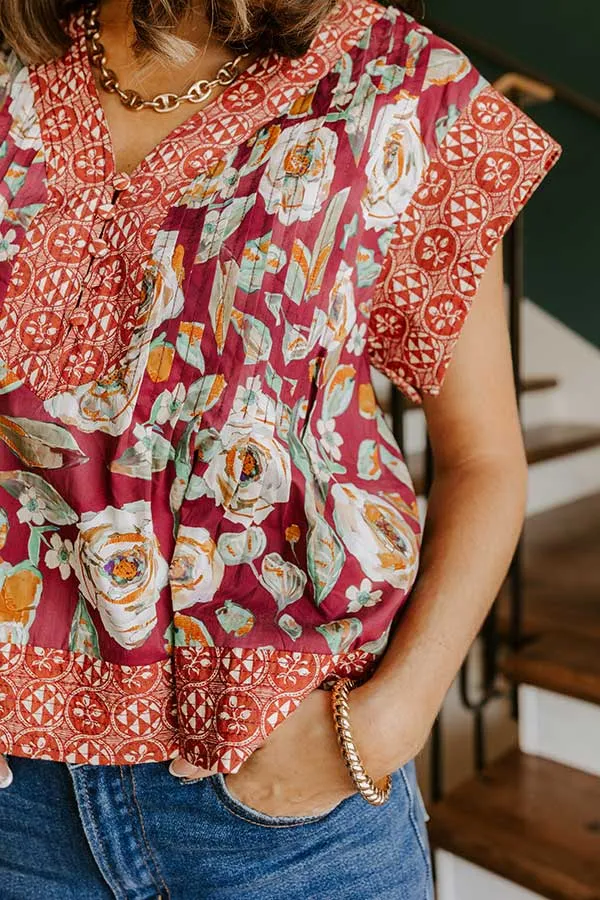 Merlot Whisper Floral Top in Wine sold by Impressions product image thumbnail 4