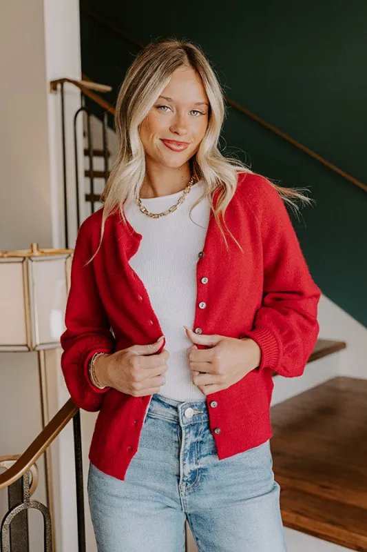 Classic Charm Knit Cardigan in Red sold by Impressions