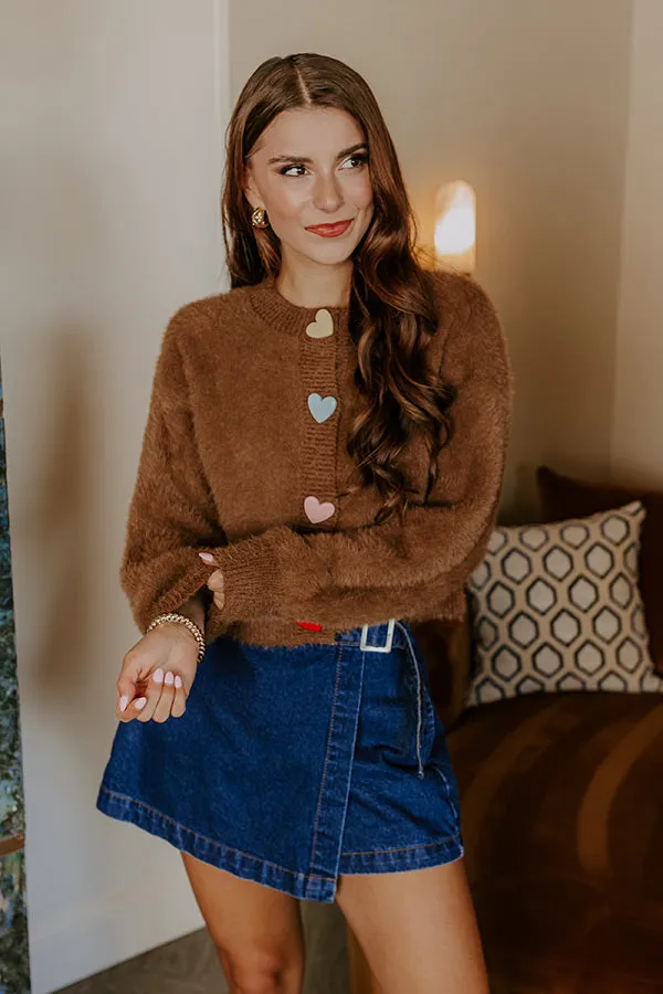 Chocolate Hearts Eyelash Knit Cardigan sold by Impressions