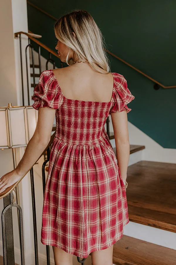 Cider Season Smocked Mini Dress in Wine sold by Impressions product image thumbnail 5