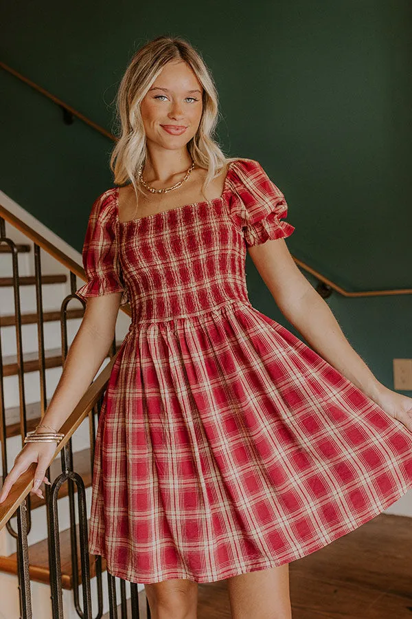 Cider Season Smocked Mini Dress in Wine sold by Impressions product image thumbnail 2