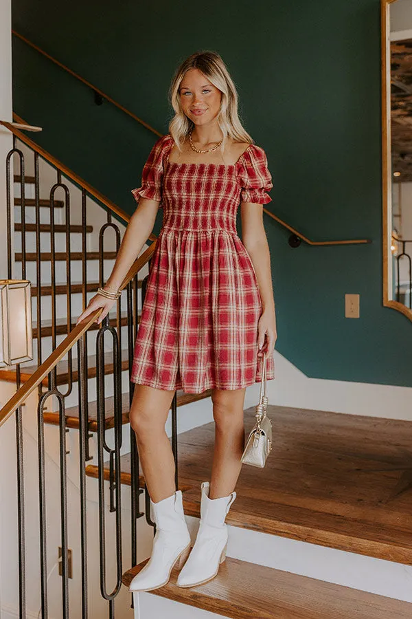 Cider Season Smocked Mini Dress in Wine sold by Impressions product image thumbnail 3