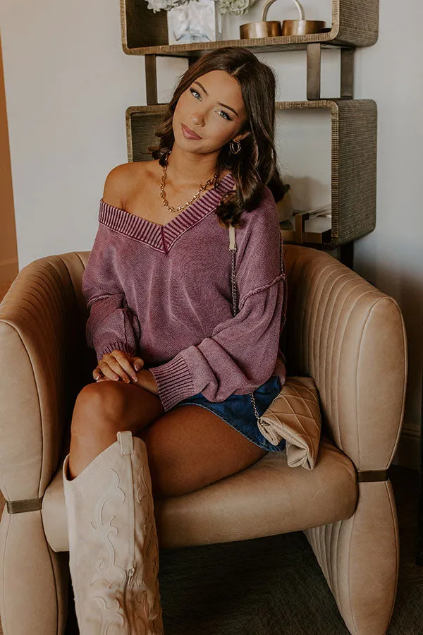 Cozy Mindset Vintage Wash Knit Sweater in Wine sold by Impressions product image thumbnail 3