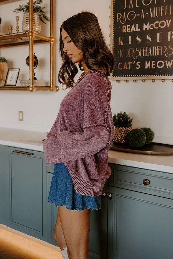 Cozy Mindset Vintage Wash Knit Sweater in Wine sold by Impressions product image thumbnail 5