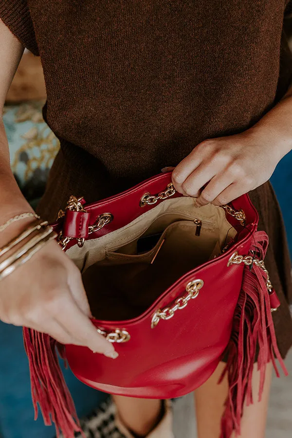 Chic Moment Faux Leather Fringe Purse in Red sold by Impressions product image thumbnail 2