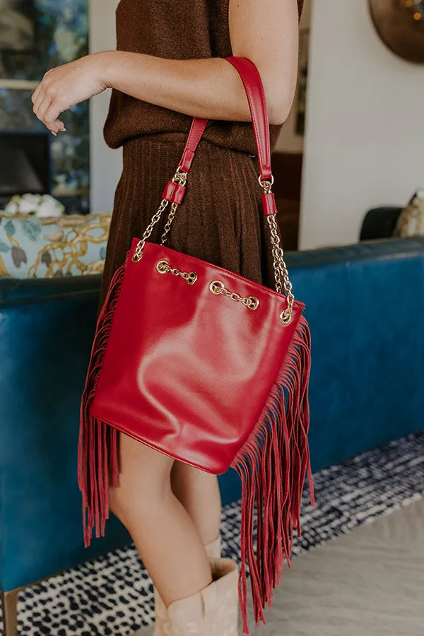Chic Moment Faux Leather Fringe Purse in Red sold by Impressions product image thumbnail 4