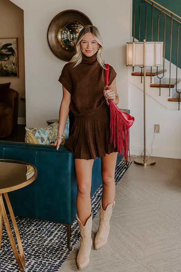 The Vineyard Affair Knit Top in Chocolate sold by Impressions