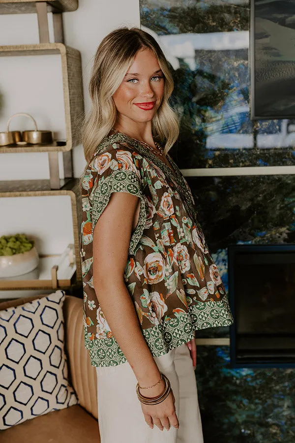 Merlot Whisper Floral Top in Mocha sold by Impressions product image thumbnail 5