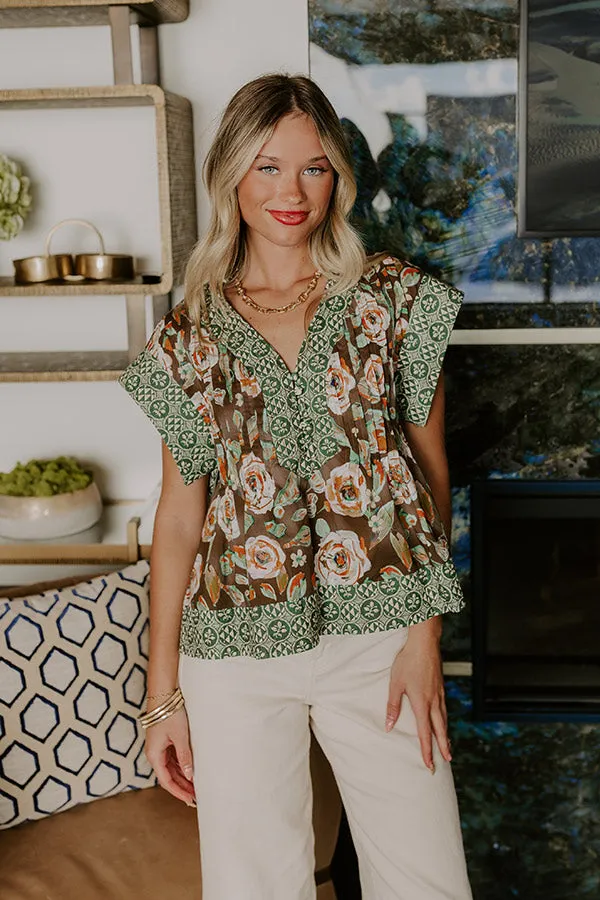 Merlot Whisper Floral Top in Mocha sold by Impressions product image thumbnail 2